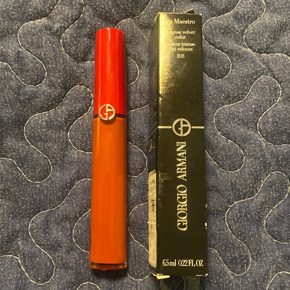 Giorgio Armani lip maestro Fiamma shade 205 NEW lip gloss